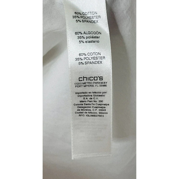 Chicos Button Up Shirt Womens Sz 3 Cut-Out White Minimalist Business Casual - Picture 6 of 12